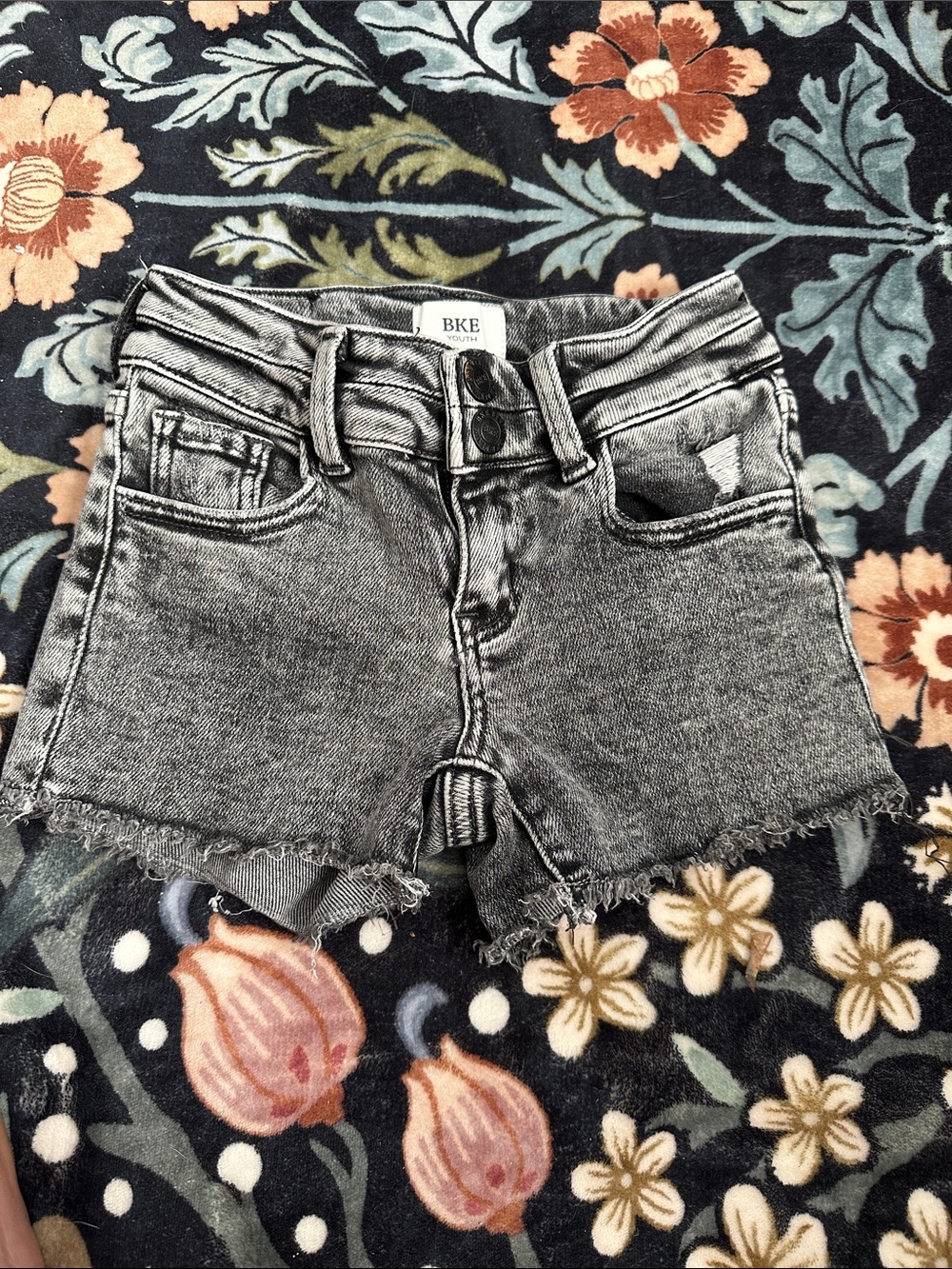 BKE cutoff black Jean short girls 7 buckle